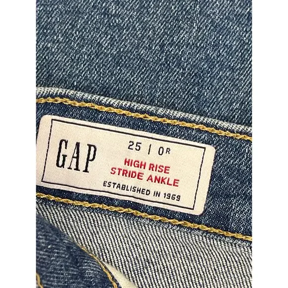 Gap High Rise Stride Ankle medium indigo wide leg jeans, size 25/ 0 - Picture 4 of 12